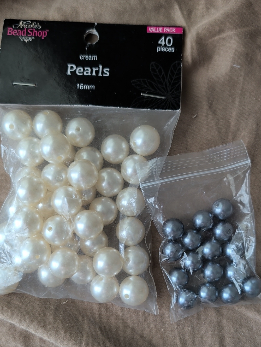 Cream Pearls 16mm And Grey Pearls For Crafting